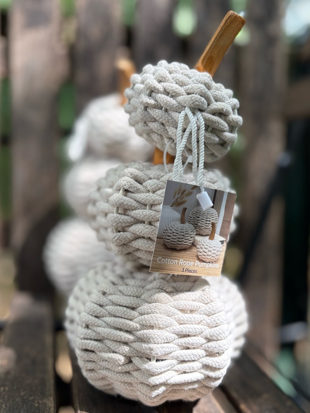 Cotton Rope Pumpkin Set  - Natural Cream Decorative Pumpkins